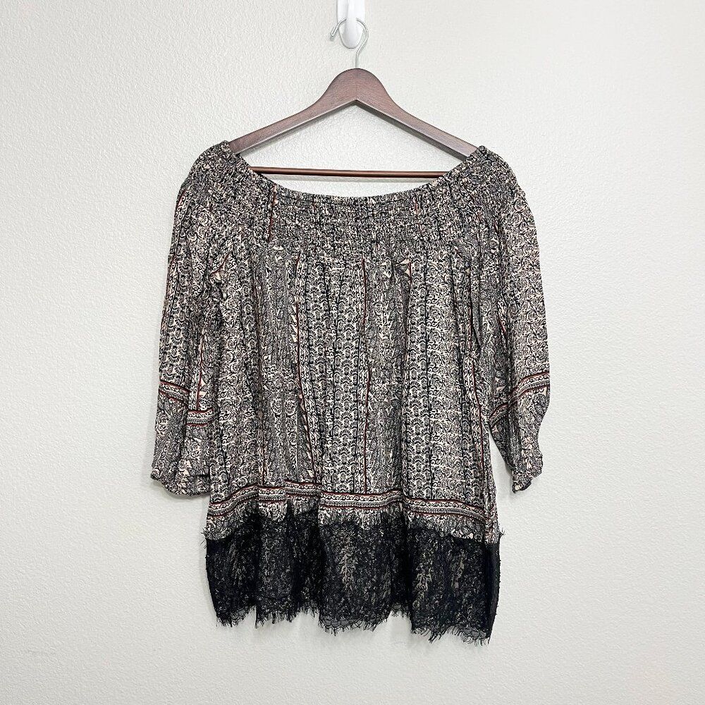 Anthro Vanessa Virginia Off Shoulder Top Size Small Women's Lace Trim